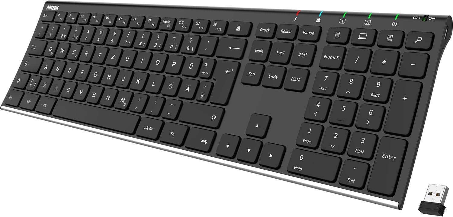 Arteck kabellose Edelstahl-Tastatur